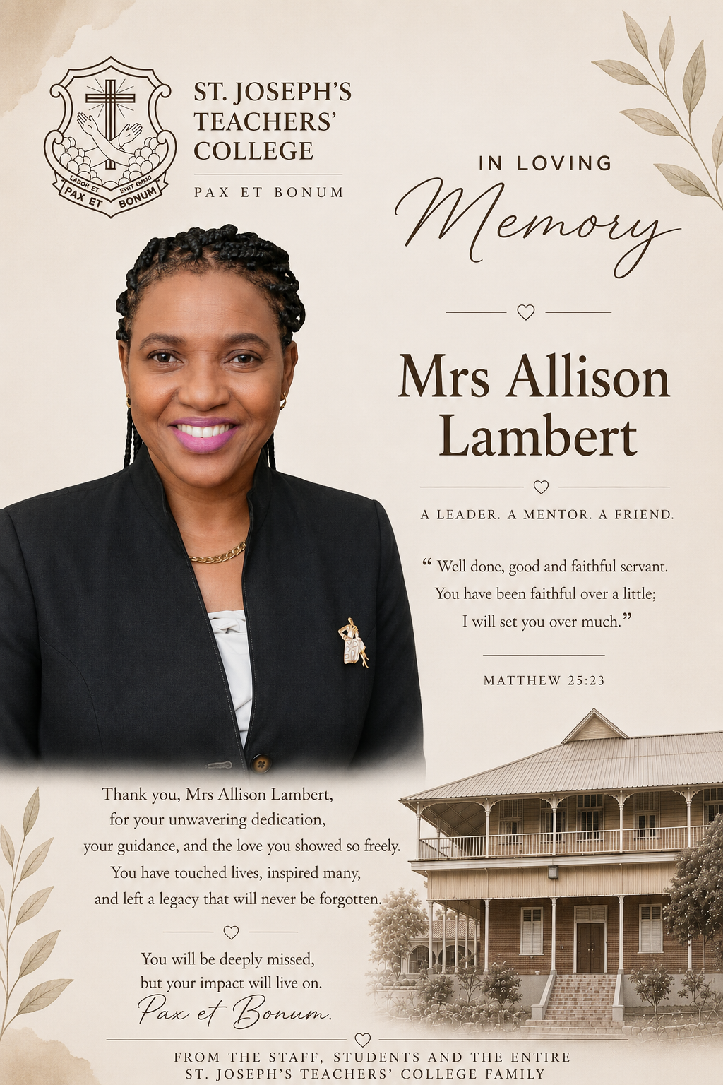 In Loving Memory - Mrs. Allison Lambert